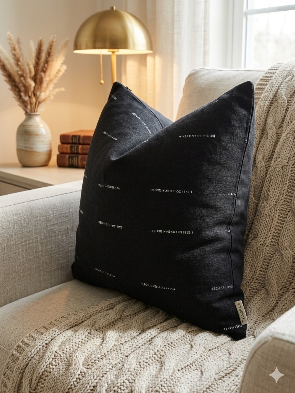 NWT Banana Republic x Tensira Shibori Cotton Pillow Cover Black 20x20 BR Home